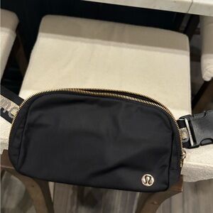 lululemon athletica Black Belt Bag with Gold Accents NWT